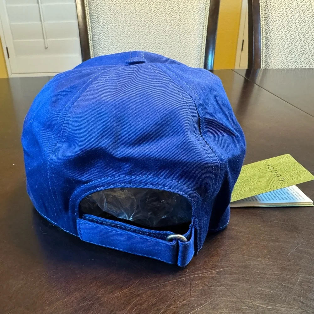 New Gucci GG Logo Blue Yellow Baseball Hat Size L